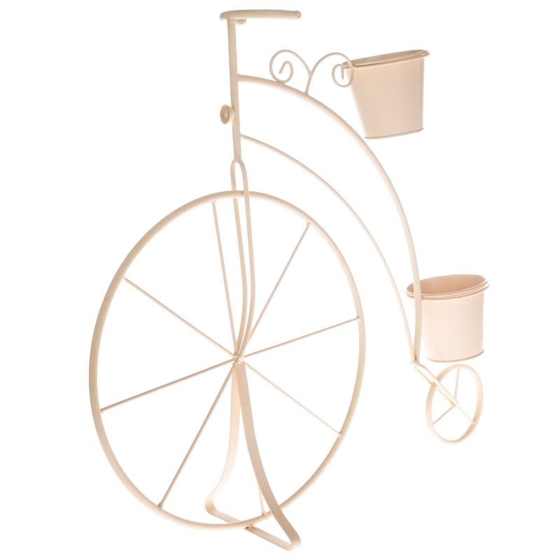 Vysoký květináč kovové kolo béžové