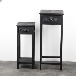 Vysoký odkládací stolek černý 2ks 67/82cm