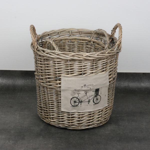 Vysoký proutěný koš dvojkolo 42cm