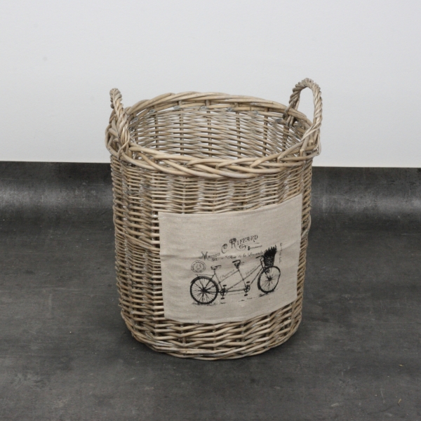 Vysoký proutěný koš dvojkolo 42cm