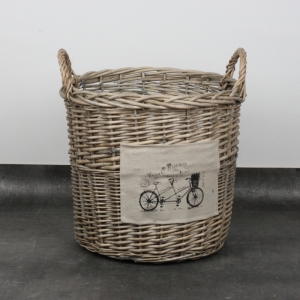 Vysoký proutěný koš dvojkolo 48cm
