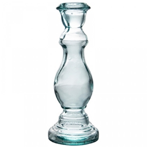 Vysoký skleněný svícen zdobený 20cm