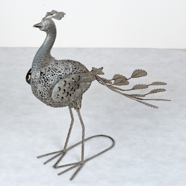 Zahradní dekorace páv šedý 58,5x30x55cm