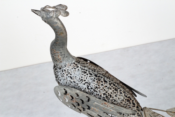 Zahradní dekorace páv šedý 58,5x30x55cm