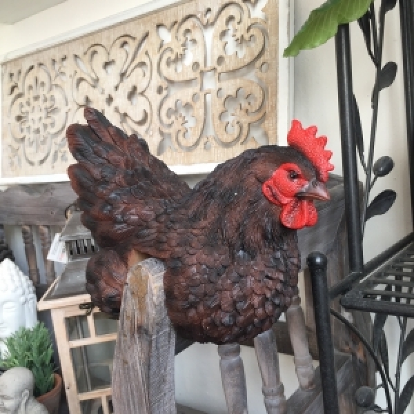 Zahradní dekorace slepice na plot červená - vyřazeno
