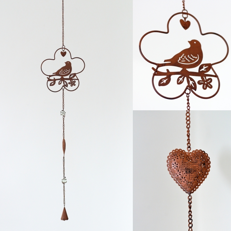 Zahradní dekorace závěs s ptáčkem 82cm květina