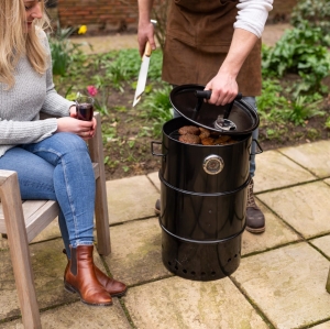 Zahradní gril s udírnou barel 65cm