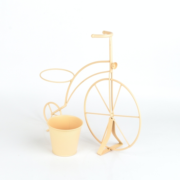 Zahradní květináč kovové kolo béžové