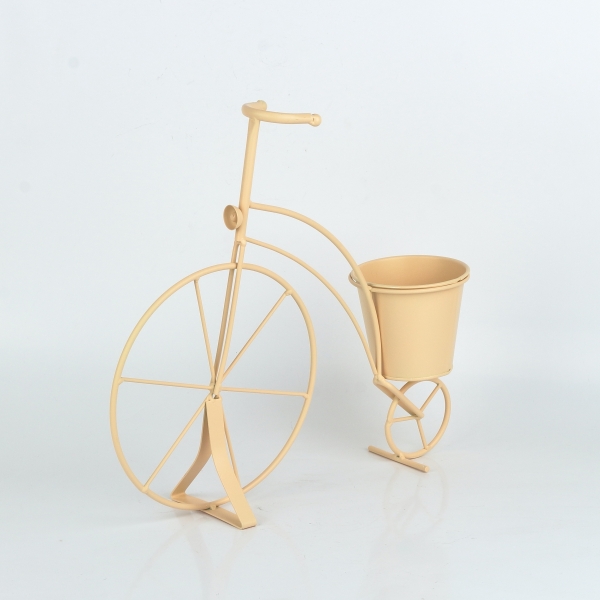 Zahradní květináč kovové kolo béžové