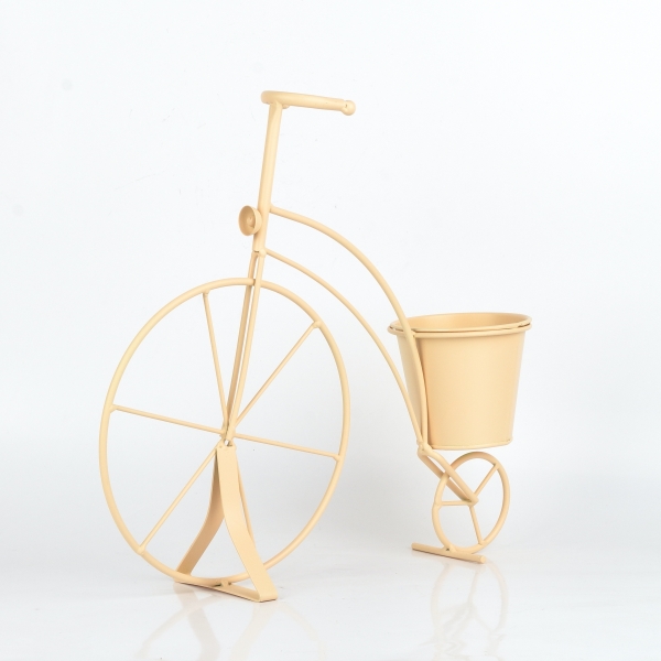 Zahradní květináč kovové kolo béžové