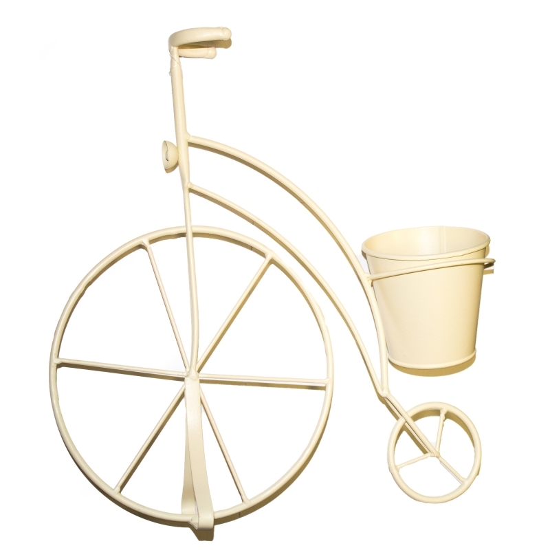 Zahradní květináč kovové kolo béžové