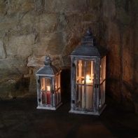 Zahradní lucerna bílá s patinou set 2ks 37/56cm