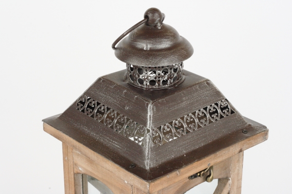 Zahradní lucerna dřevěná tmavá 40cm