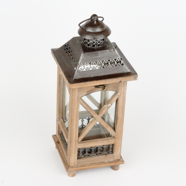 Zahradní lucerna dřevěná tmavá 40cm