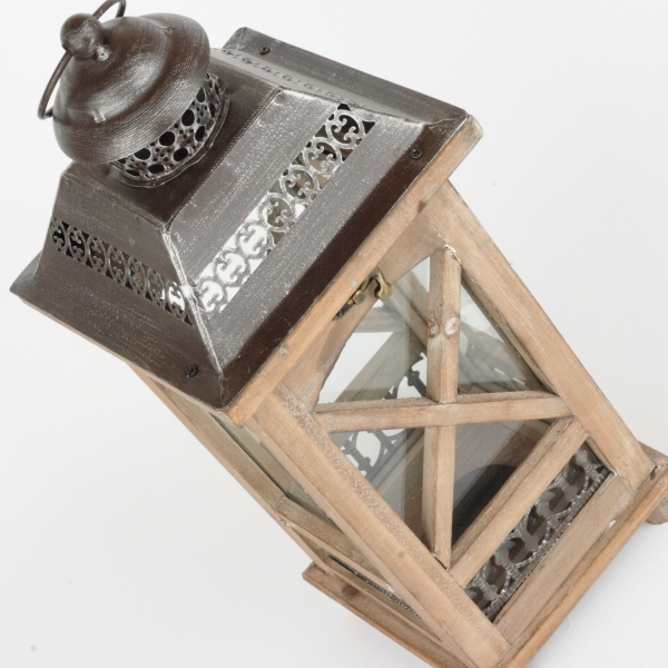 Zahradní lucerna dřevěná tmavá 40cm