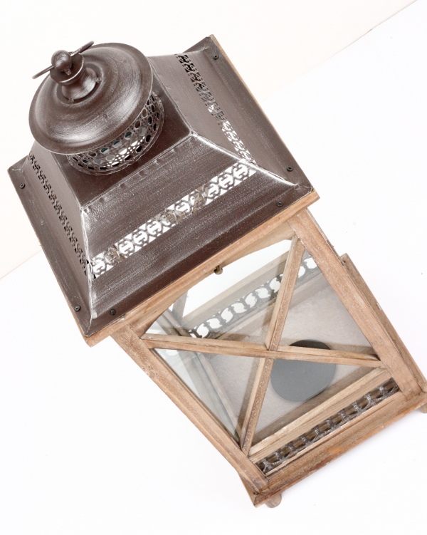 Zahradní lucerna dřevěná tmavá 60cm