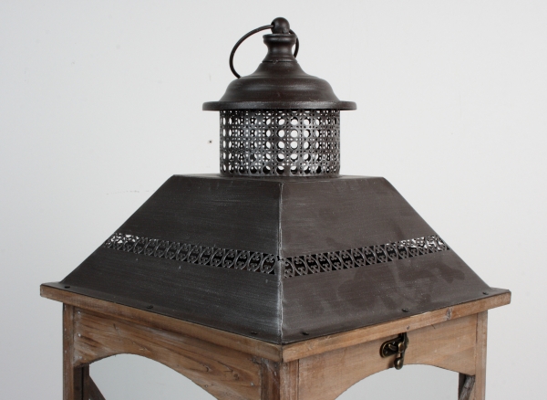 Zahradní lucerna dřevěná tmavá 80cm