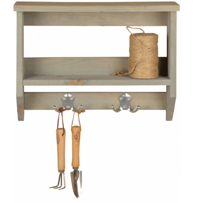 Zahradní polička s háčky 39cm