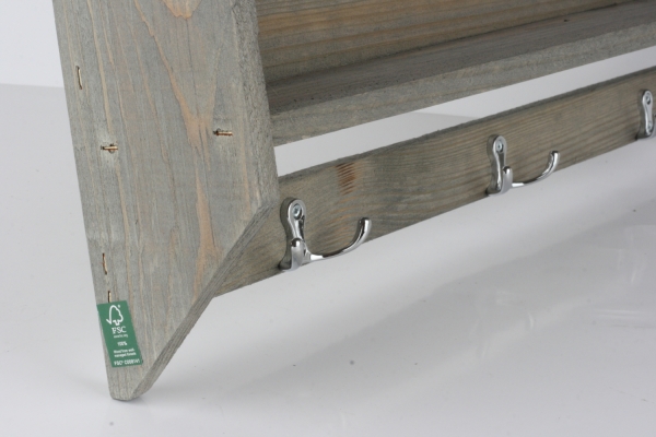 Zahradní polička s háčky 57cm