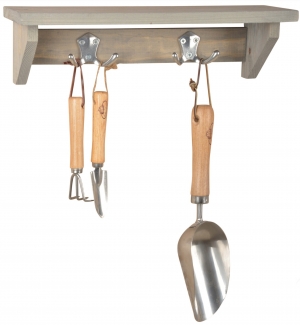 Zahradní polička se 4 háčky 39cm