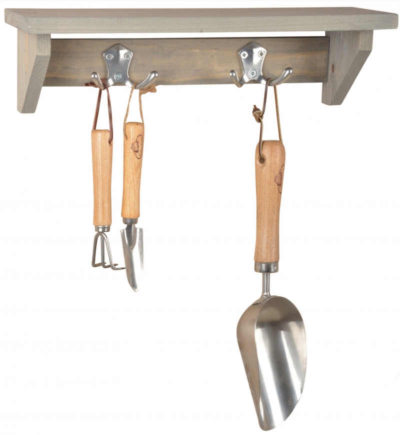 Zahradní polička se 4 háčky 39cm