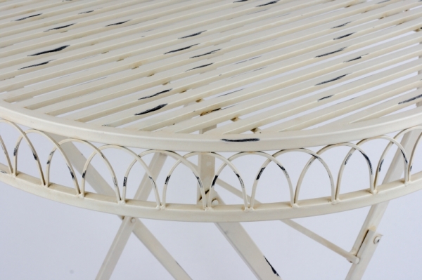 Zahradní venkovní stůl kovový bílý kulatý 74cm