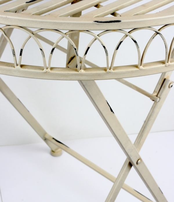 Zahradní venkovní stůl kovový bílý kulatý 74cm