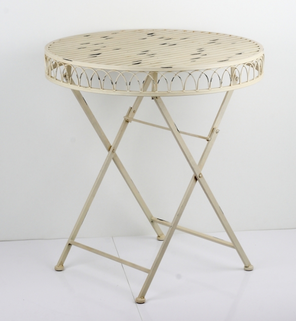 Zahradní venkovní stůl kovový bílý kulatý 74cm