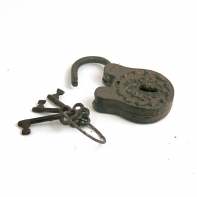 Zámek litina a klíče na kroužku