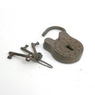 Zámek litina a klíče na kroužku