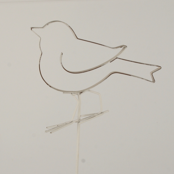 Zápich do květináče kovový ptáček 59cm