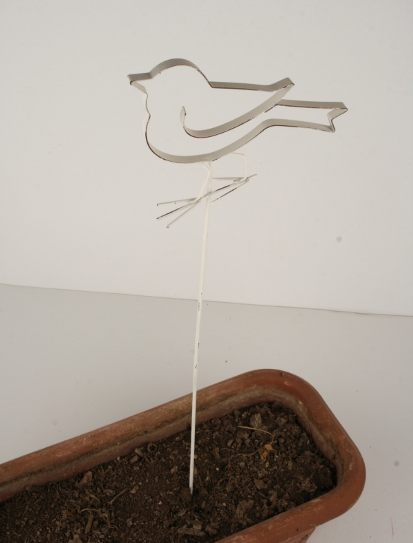 Zápich do květináče kovový ptáček 59cm