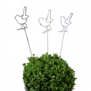 Zápich do květináče ptáček  krémový 51cm