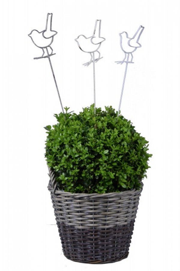 Zápich do květináče ptáček  krémový 51cm