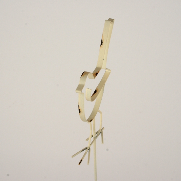 Zápich do květináče ptáček  krémový 51cm