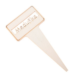 Zapichovací cedulka MEDUŇKA v 16,5 cm dřevěná