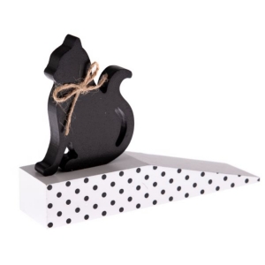 Zarážka dveří s kočkou 17,5 x 4 x 10 cm dřevěná