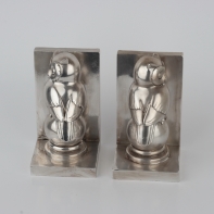 Zarážka na knihy sova stříbrná 16cm (set 2ks)