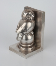 Zarážka na knihy sova stříbrná 16cm (set 2ks)