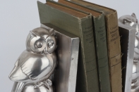 Zarážka na knihy sova stříbrná 16cm (set 2ks)