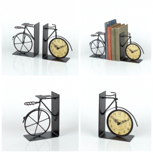 Zarážky na knihy s hodinami 20cm