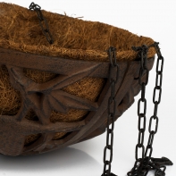 Závěs na květiny s ptáčky litina 68x25cm