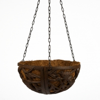 Závěs na květiny s ptáčky litina 68x25cm