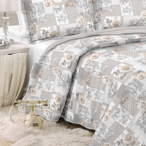 Závěs na okno 140x250cm,šedý patchwork