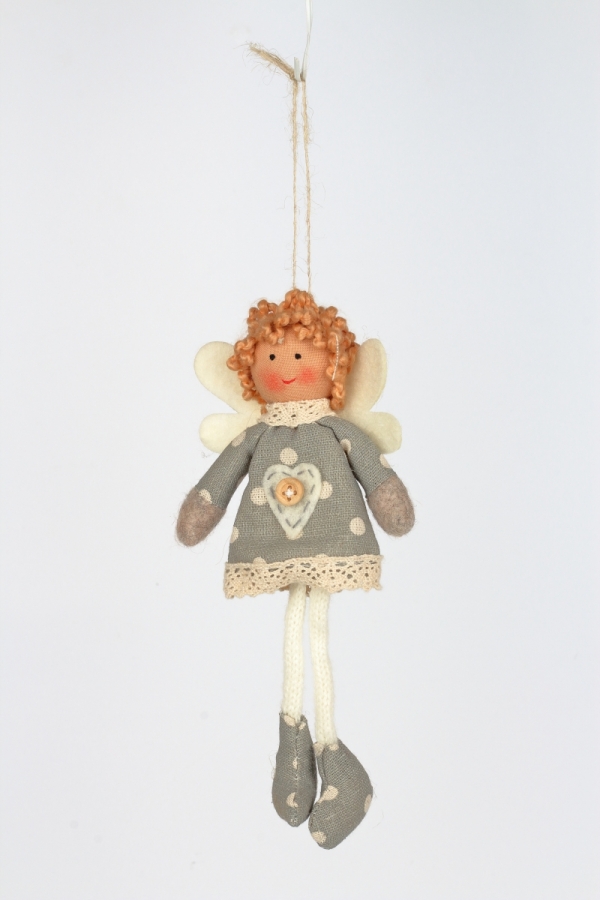 Závěsná andělka šaty s puntíky 19cm