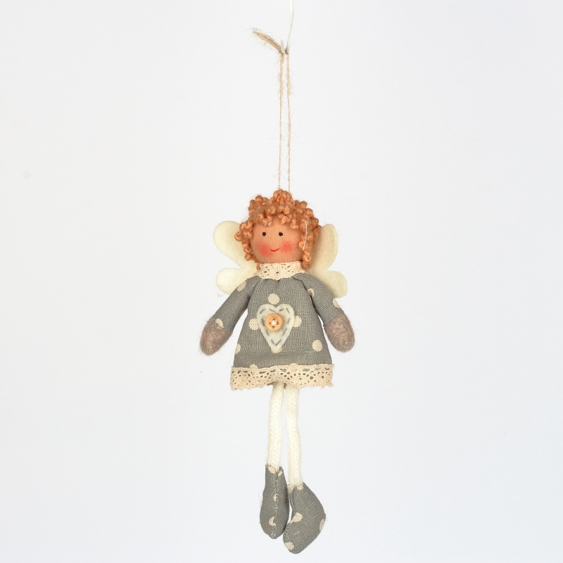 Závěsná andělka šaty s puntíky 19cm