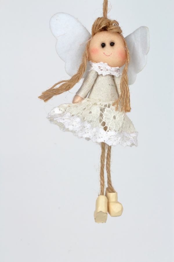 Závěsná andělka v  šatech s krajkou 16cm