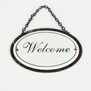 Závěsná cedulka na dveře Welcome 11x8cm