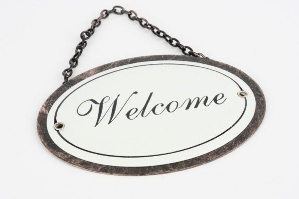 Závěsná cedulka na dveře Welcome 11x8cm