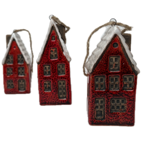 Závěsná dekorace keramický domeček 4x3x10cm Typ C